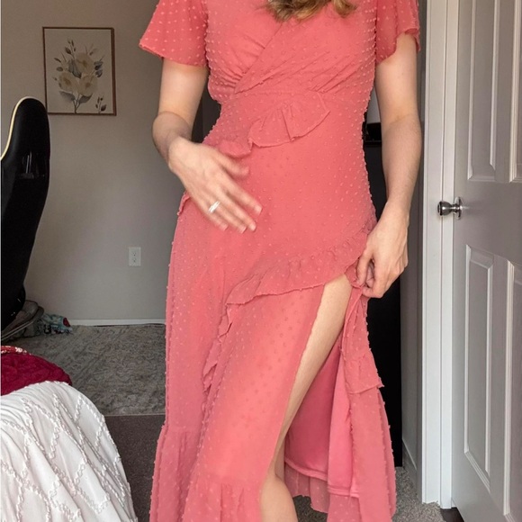 Lulu's Dusty Rose Ruffle Maxi Dress - Picture 6 of 6